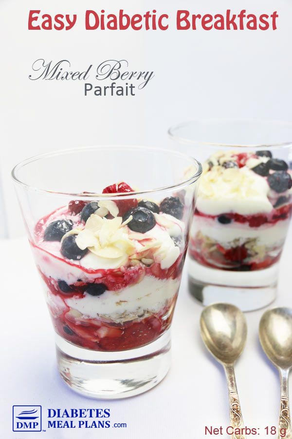 Easy Diabetic Breakfast: Mixed Berry Parfait